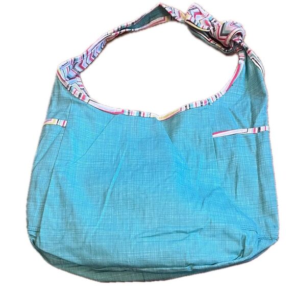 Thirty One Chevron Patterned Multicolor Blue Green Pink Hobo Bag - Picture 4 of 6